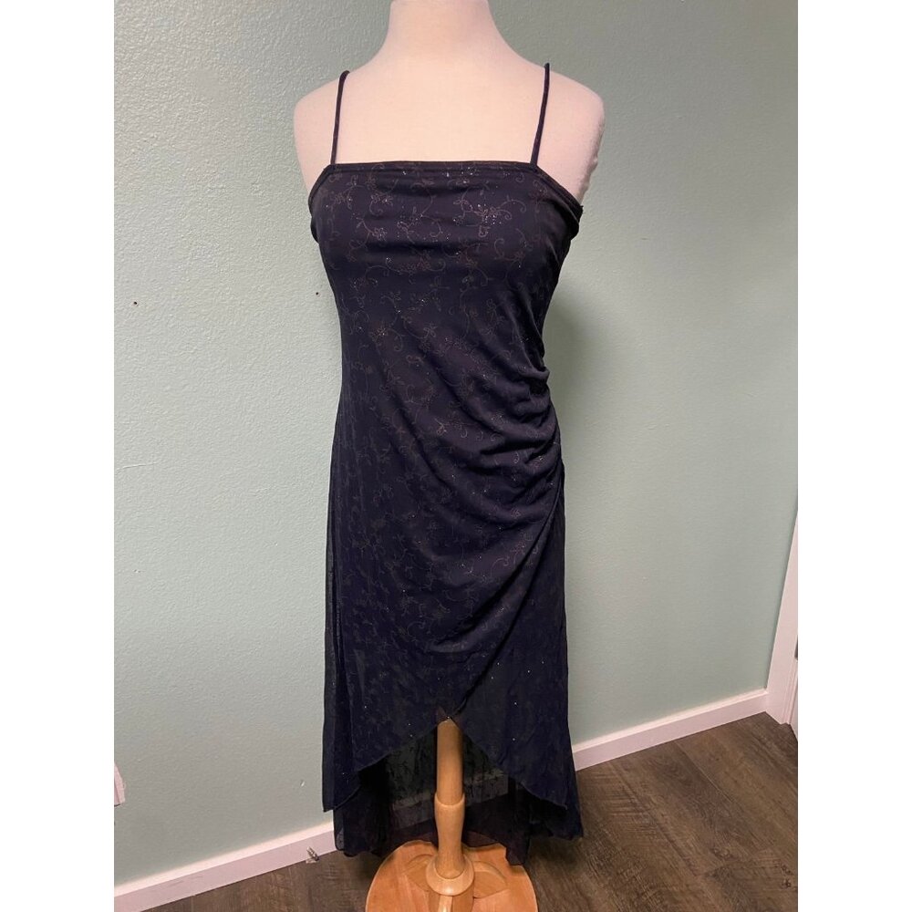 Vintage Rocket Candy Women's Navy Glitter High Low‎ Dress Size Large